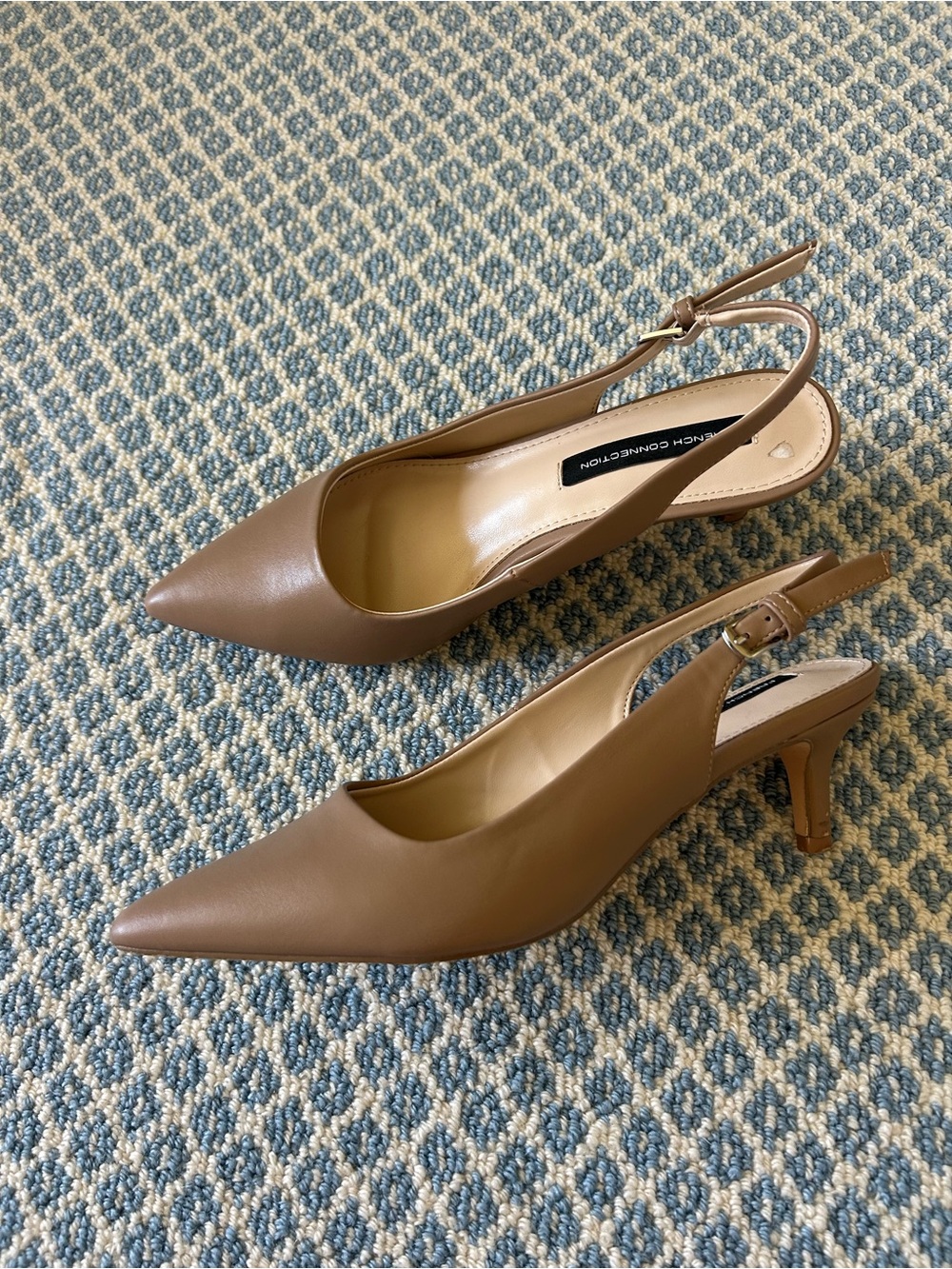 Nude/Taupe Pointed Slingback Heels - Picture 2 of 6